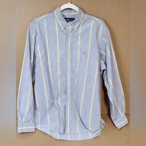 Lauren Ralph Lauren Men's Striped Shirt in Blue and Yellow 90's